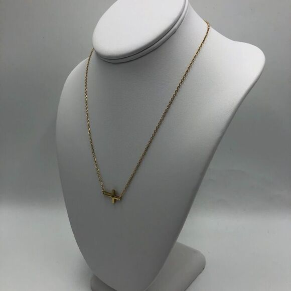 18K Gold Plated Stainless Steel "Cross' Necklace Women's Waterproof Spiritual - Picture 5 of 10